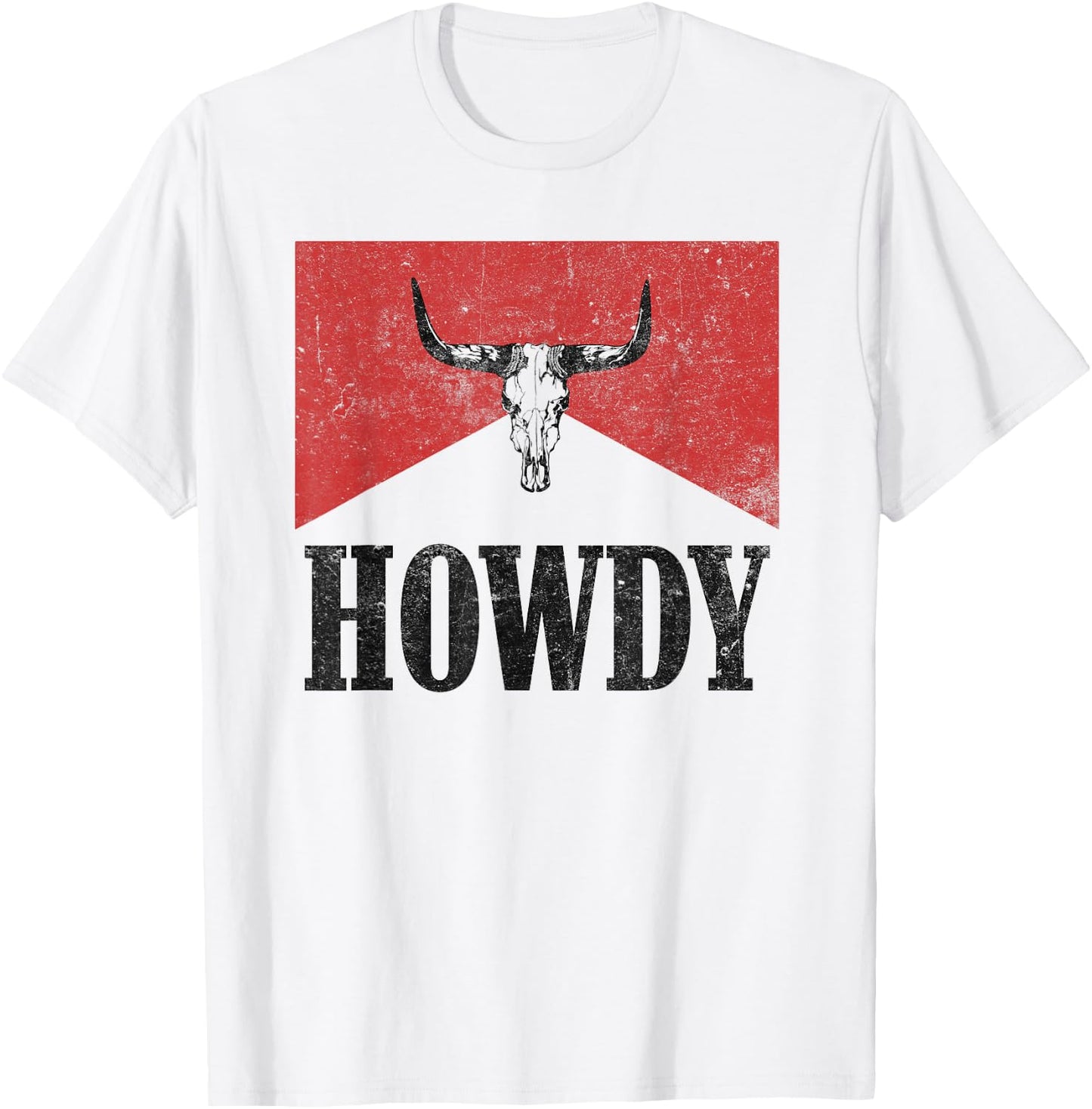 Vintage Bull Skull Hey There Howdy Western Country Cowgirl T-Shirt - T-Shirt | White