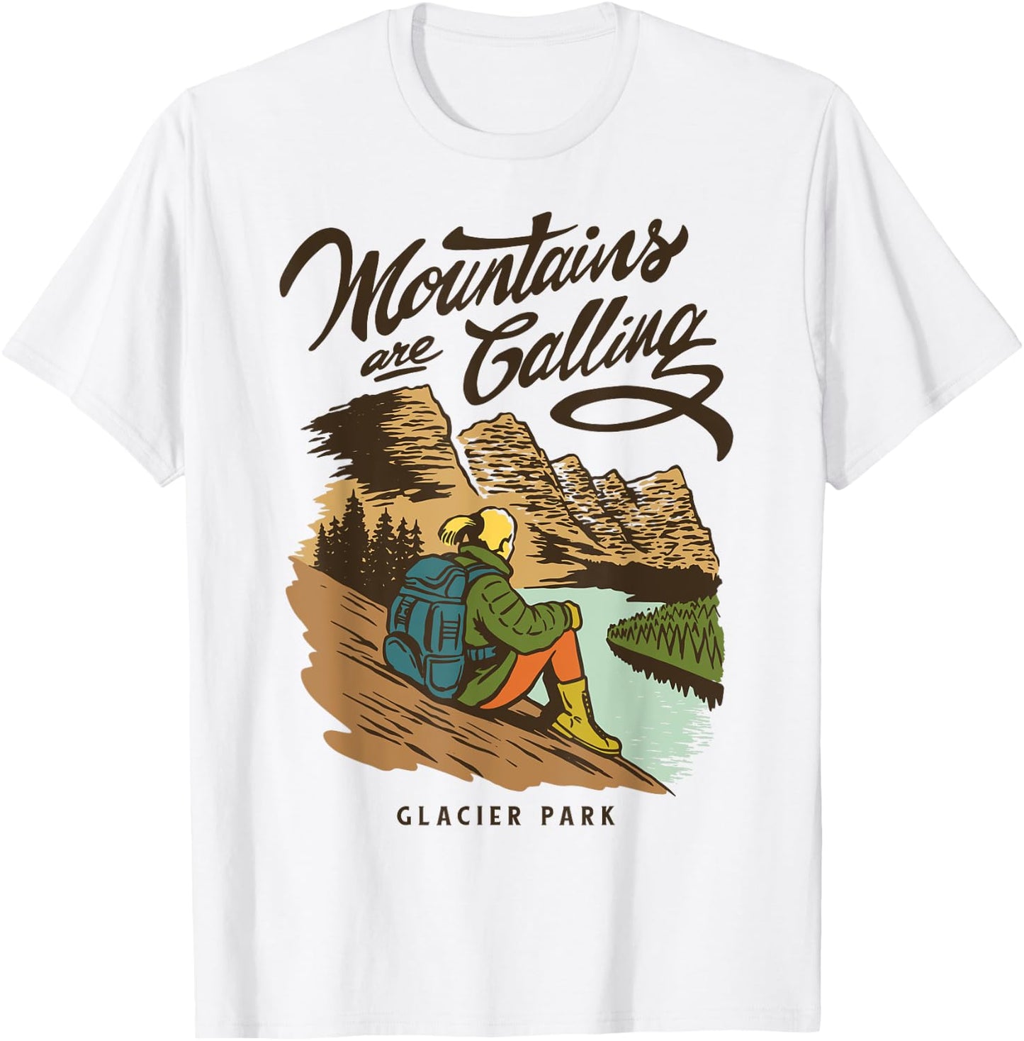 Retro Glacier National Park US Vintage Glacier T-Shirt - T-Shirt | White