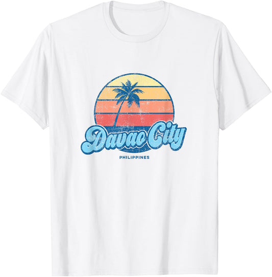 Vintage Davao City Philippines Classic 70s Retro Surfer T-Shirt - T-Shirt | White