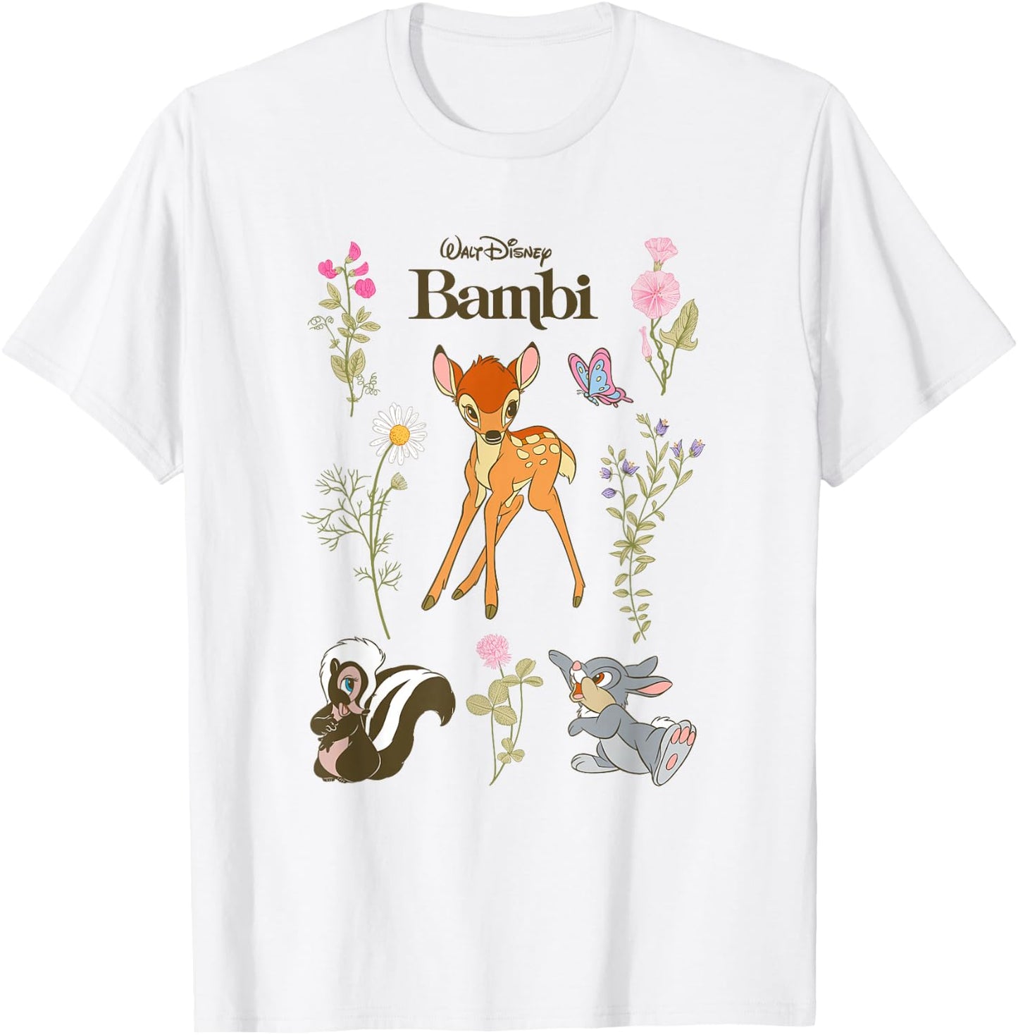 Disney Bambi and Friends Flower Thumper Big Chest Logo T-Shirt - T-Shirt | White