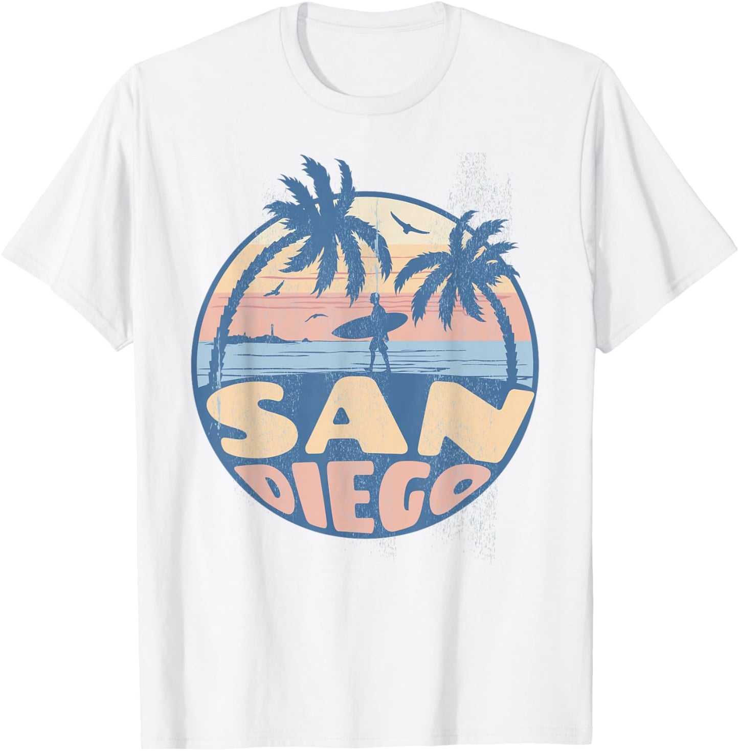 San Diego California Beach Surf Summer Vacation Vintage T-Shirt - T-Shirt | White