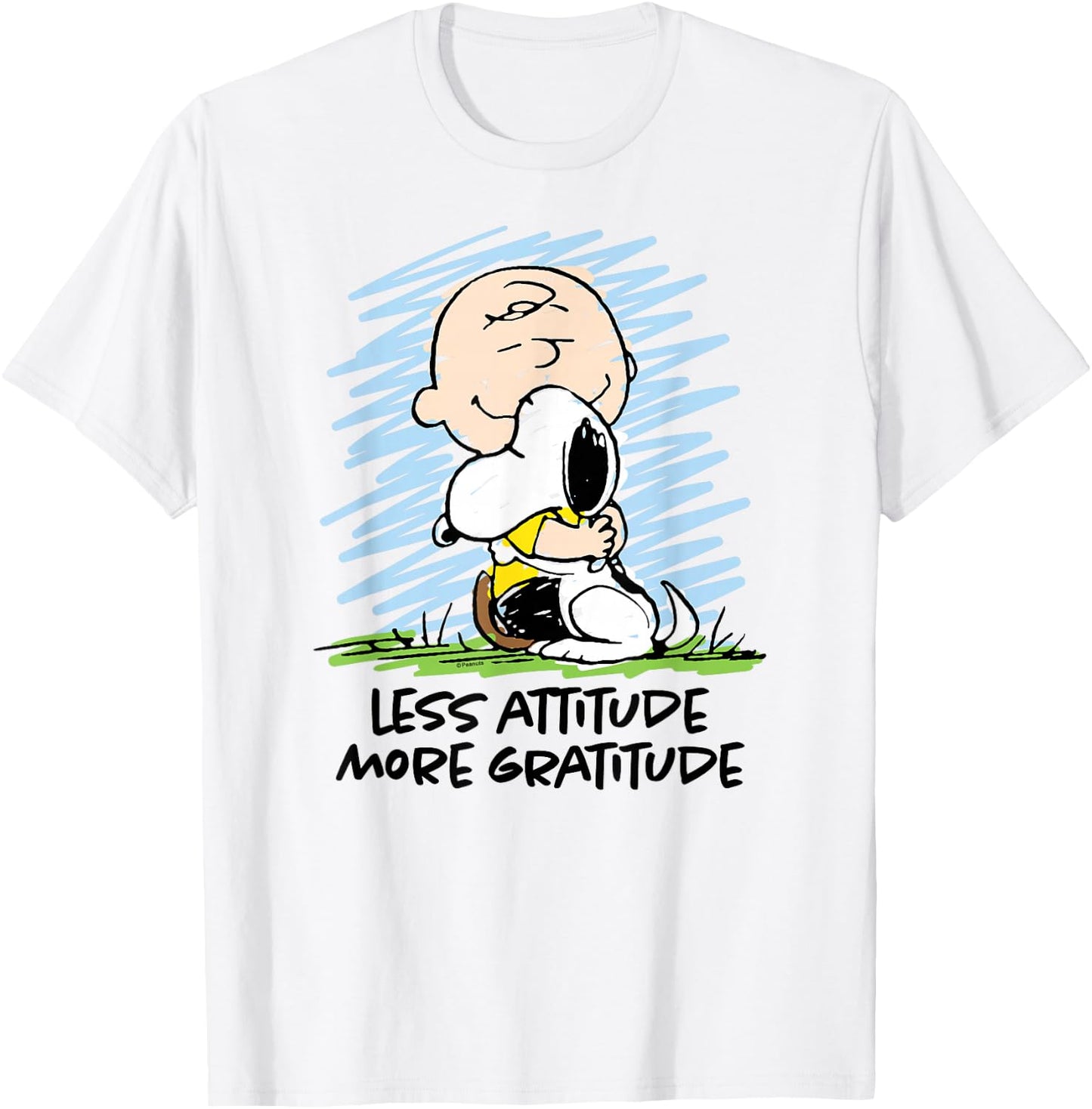 Peanuts - Charlie Brown Snoopy Less Attitude More Gratitude T-Shirt - T-Shirt | White