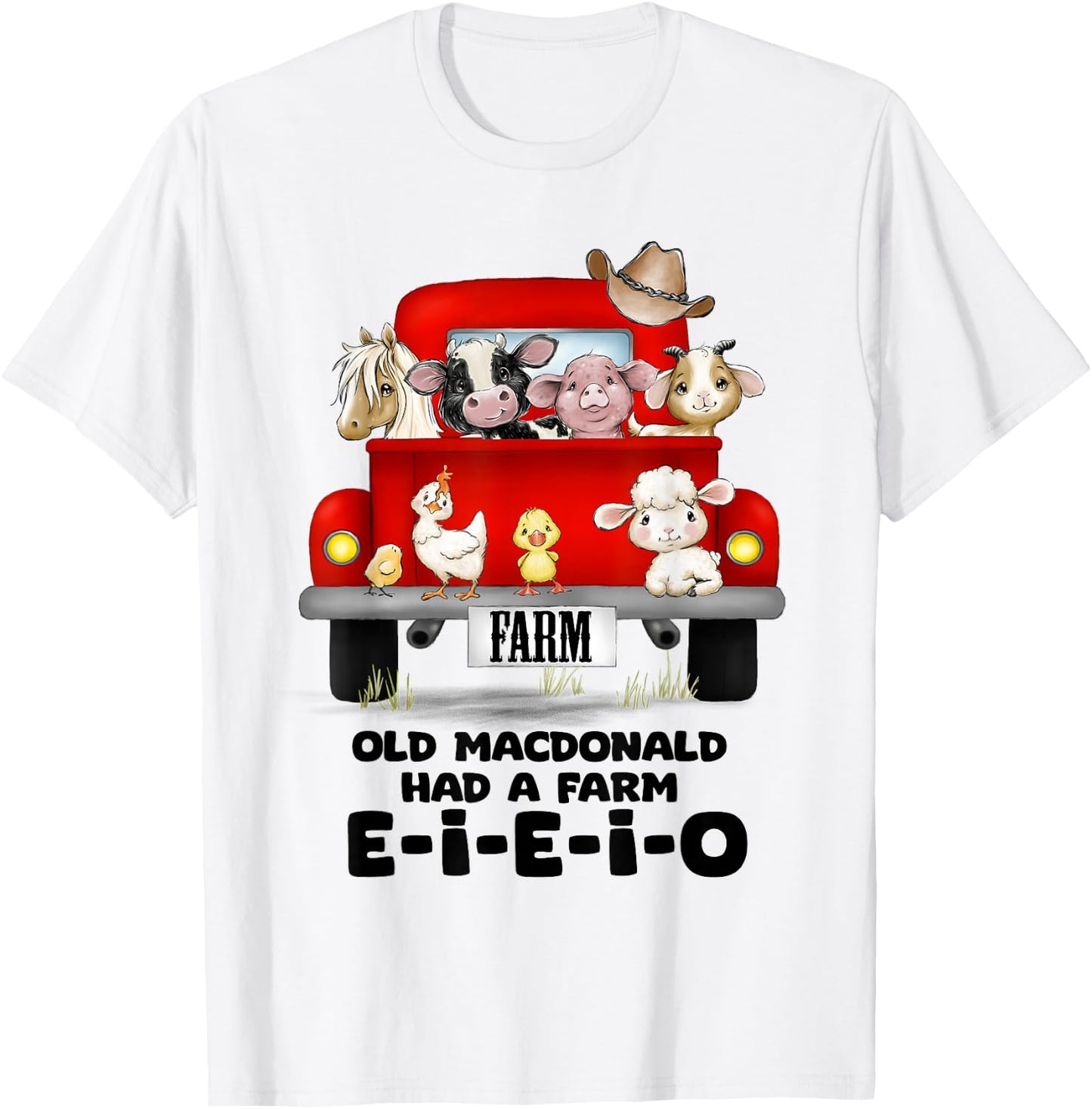 Toddler Kids Old MacDonald Had a Farm E-I-E-I-O Nursery Song T-Shirt - T-Shirt | White