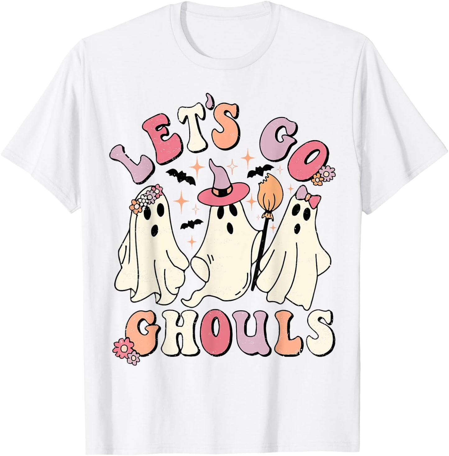 Let's Go Ghouls Funny Ghost Halloween T-Shirt - T-Shirt | White