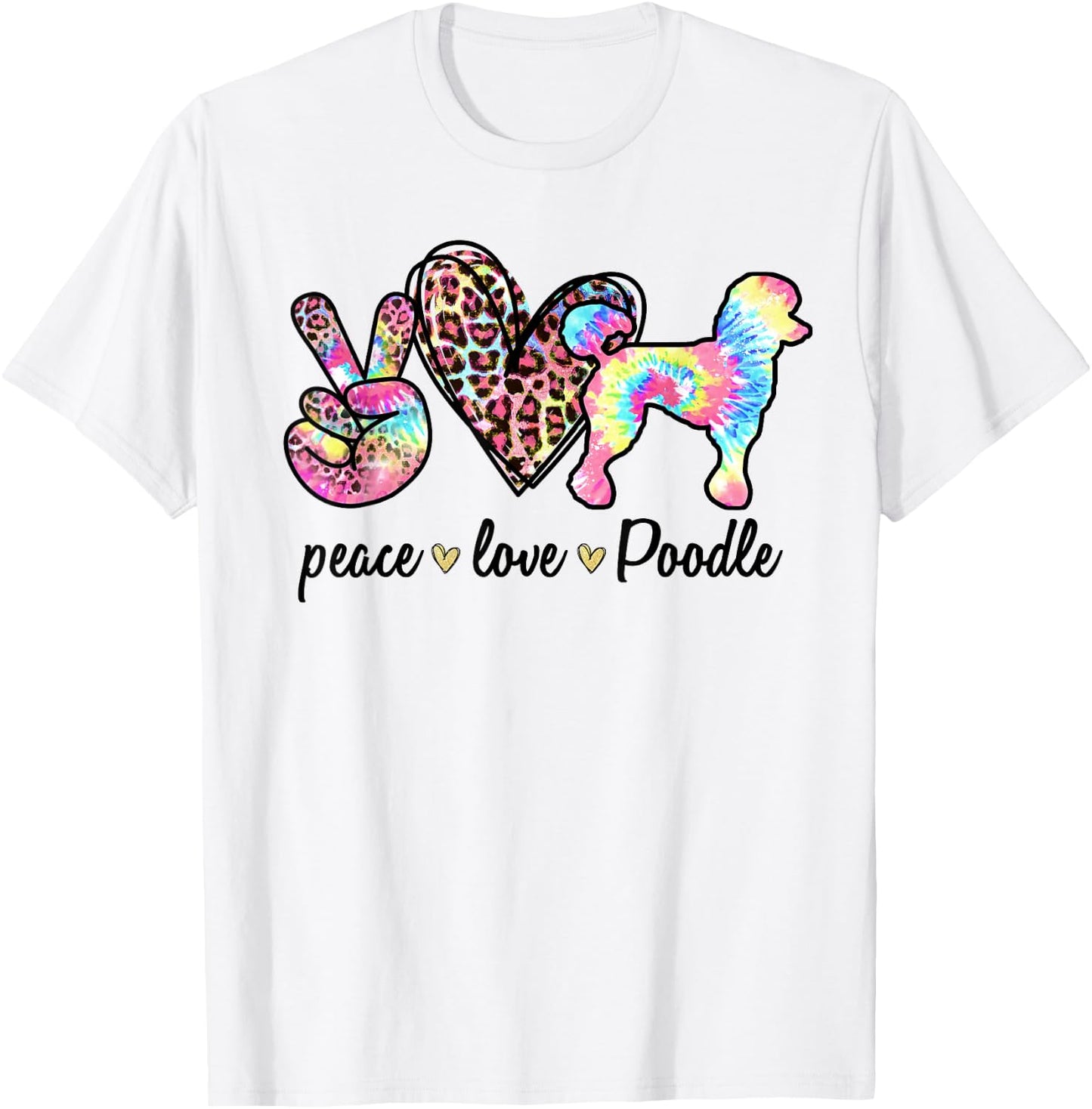 Cute Peace Love Poodle Tie-dye Women Dog Lover Mothers Day T-Shirt - T-Shirt | White