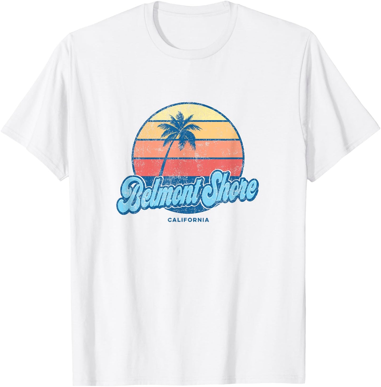 Vintage Belmont Shore California CA Classic 70s Retro Surfer T-Shirt - T-Shirt | White