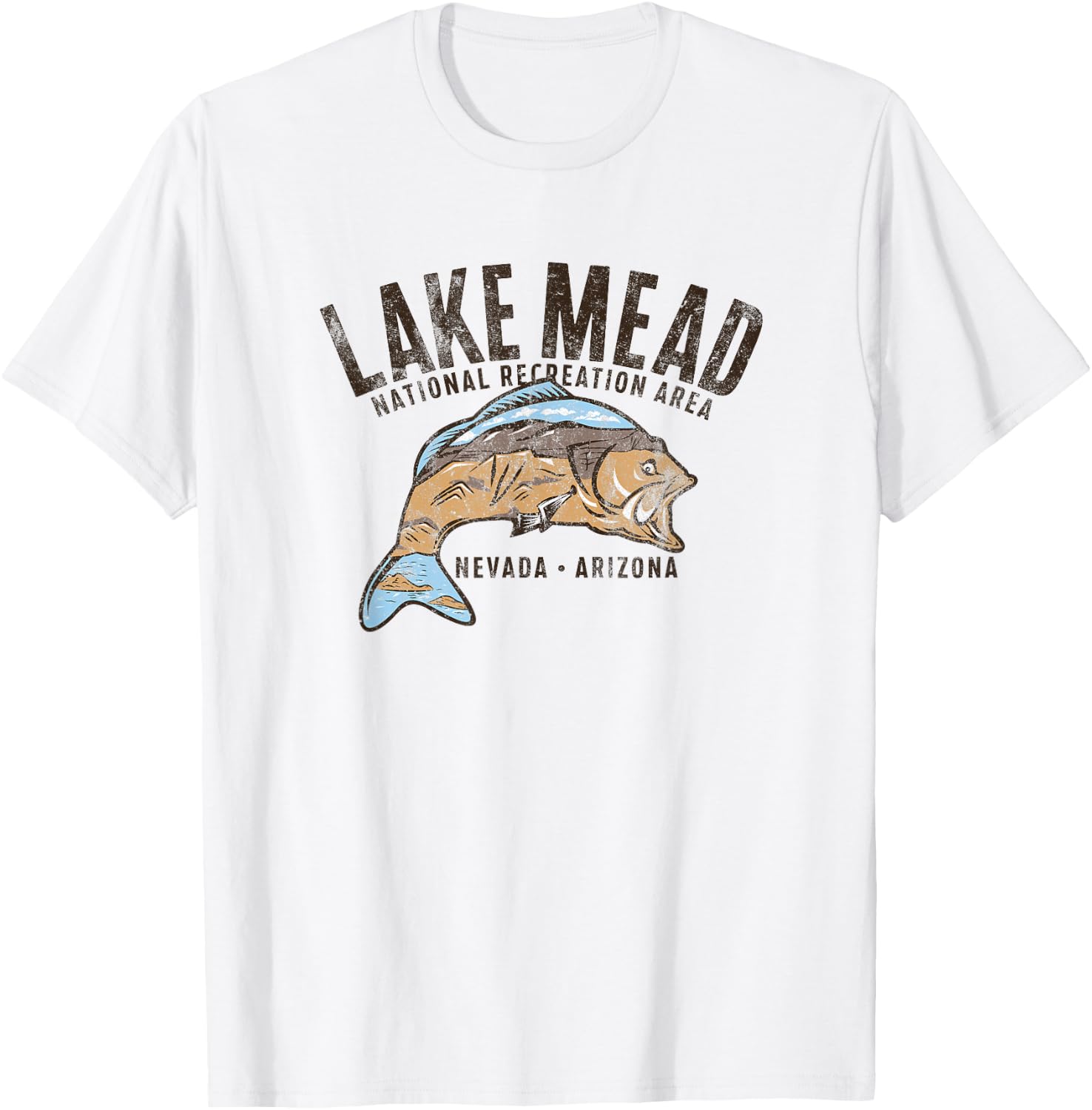 Lake Mead National Recreation Area Retro Fish T-Shirt - T-Shirt | White