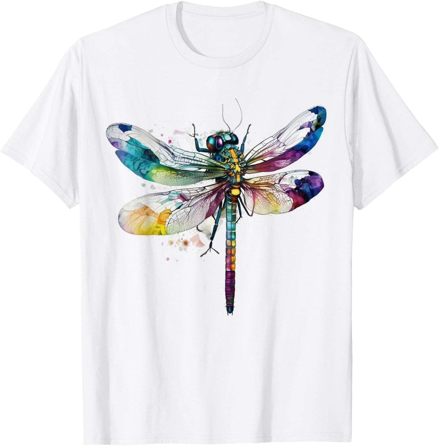 Dragonfly Animal Art Colourful Abstract Dragonfly T-Shirt - T-Shirt | White