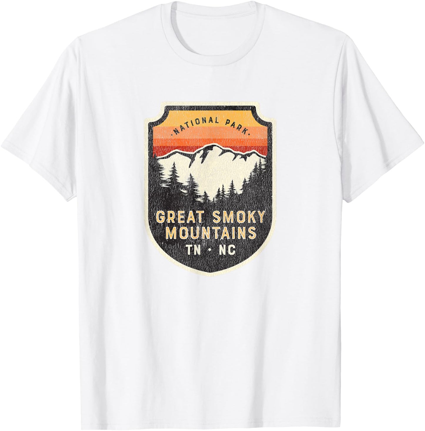 Great Smoky Mountains National Park Vintage Crest T-Shirt - T-Shirt | White
