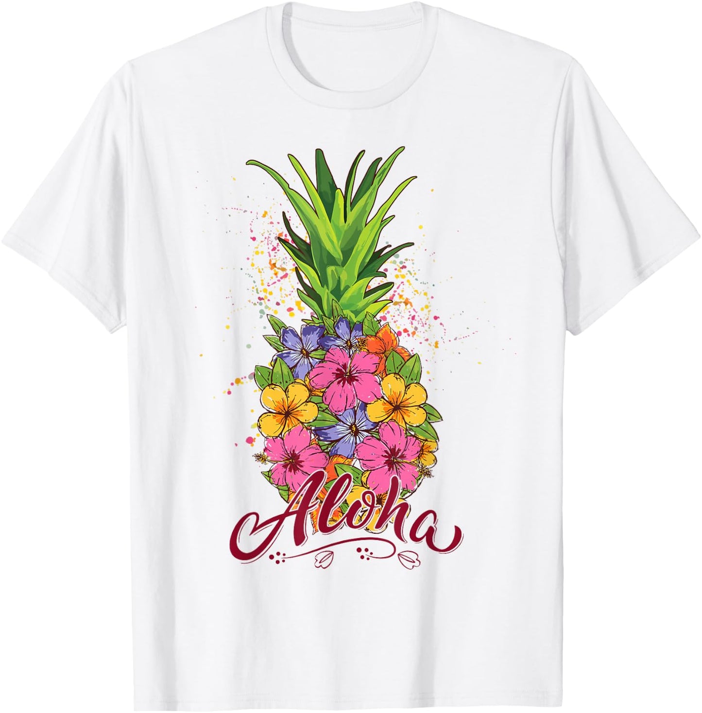 Aloha Hawaiian Teen Girl Toddler Pineapple Hibiscus T-Shirt - T-Shirt | White