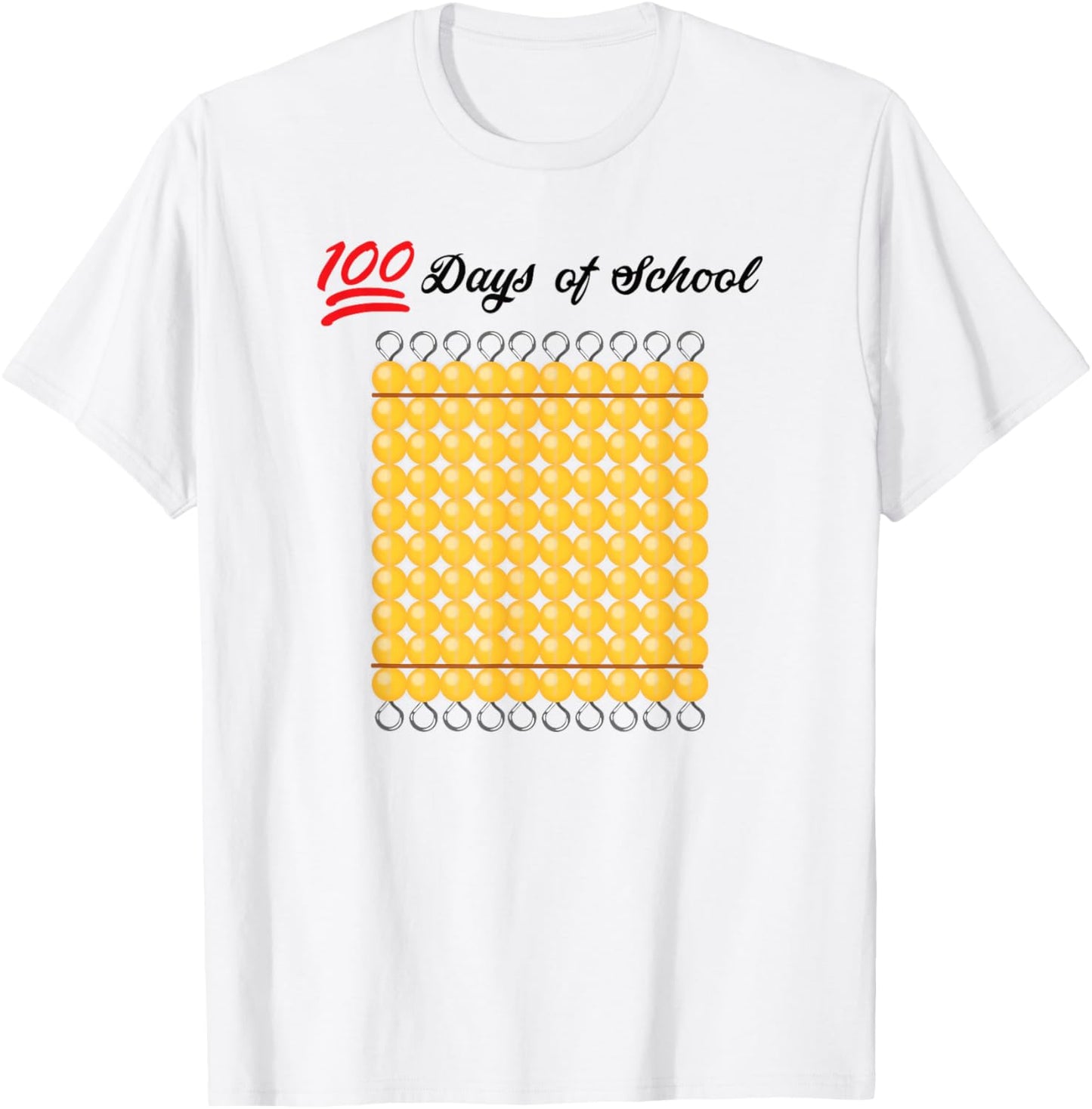 100 Days of School - Montessori Hundred Bead T-Shirt - T-Shirt | White