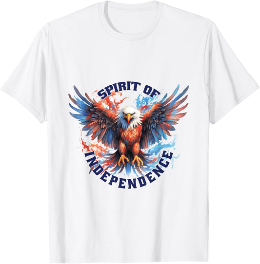 Eagle Bird Flying Illustration T-Shirt - T-Shirt | White