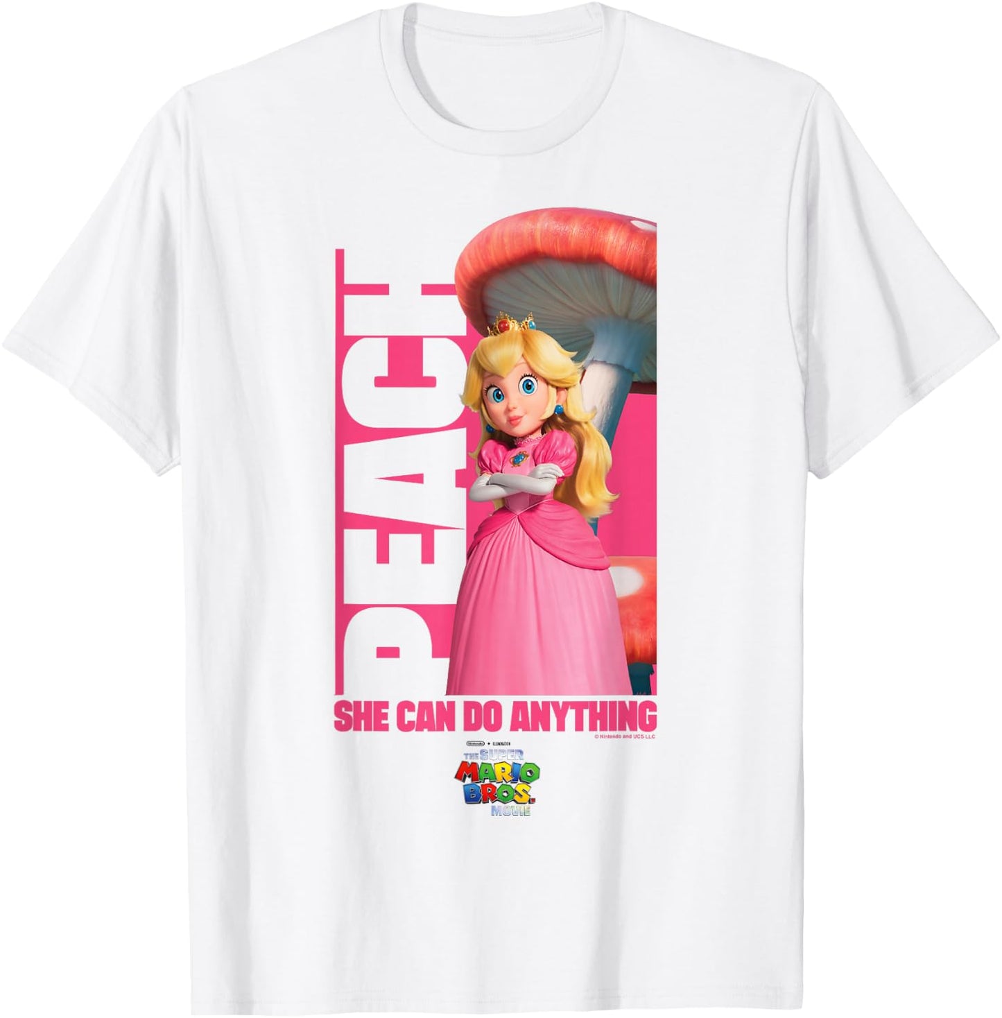 The Super Mario Bros. Movie She Can Do Anything Peach Poster T-Shirt - T-Shirt | White