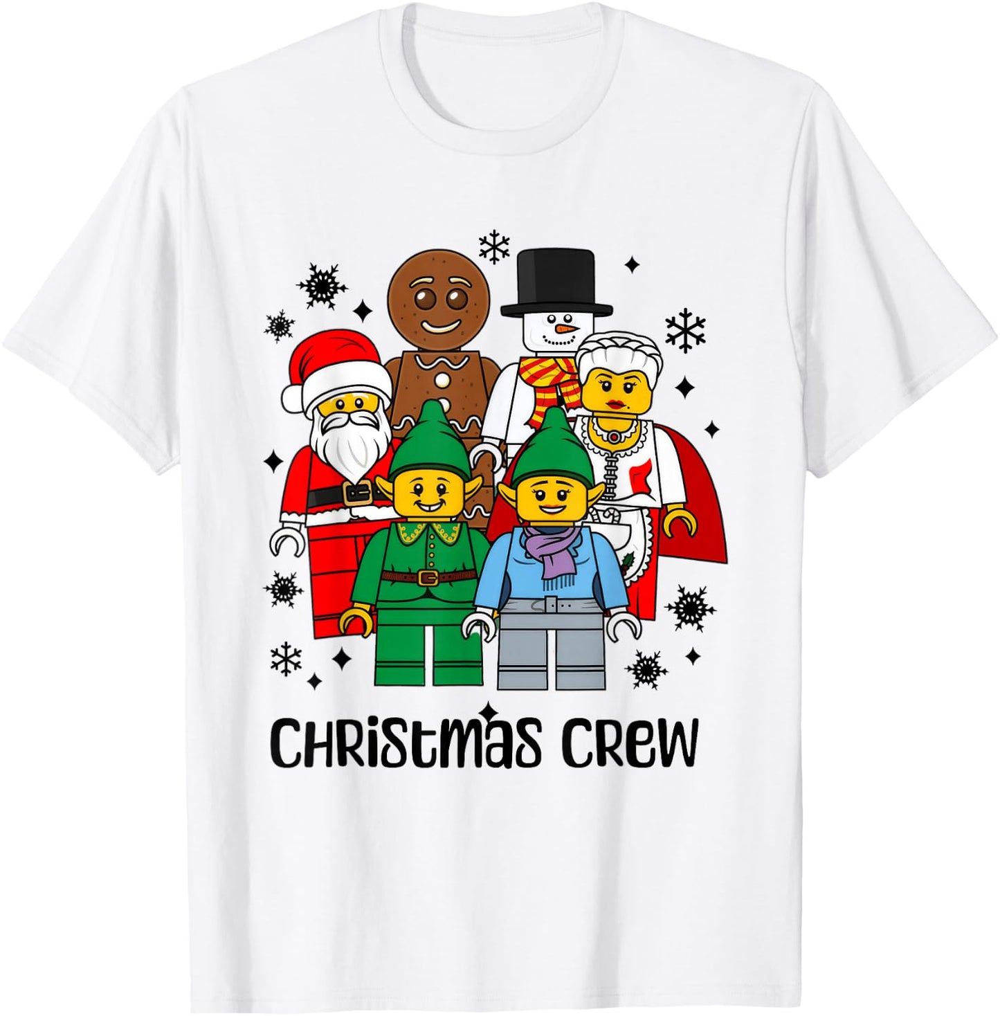 Christmas Building Bricks Santa Snowman Gingerbread Matching T-Shirt - T-Shirt | White