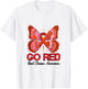 Go Red Heart Disease Awareness 2023 Red Ribbon Butterfly T-Shirt - T-Shirt | White