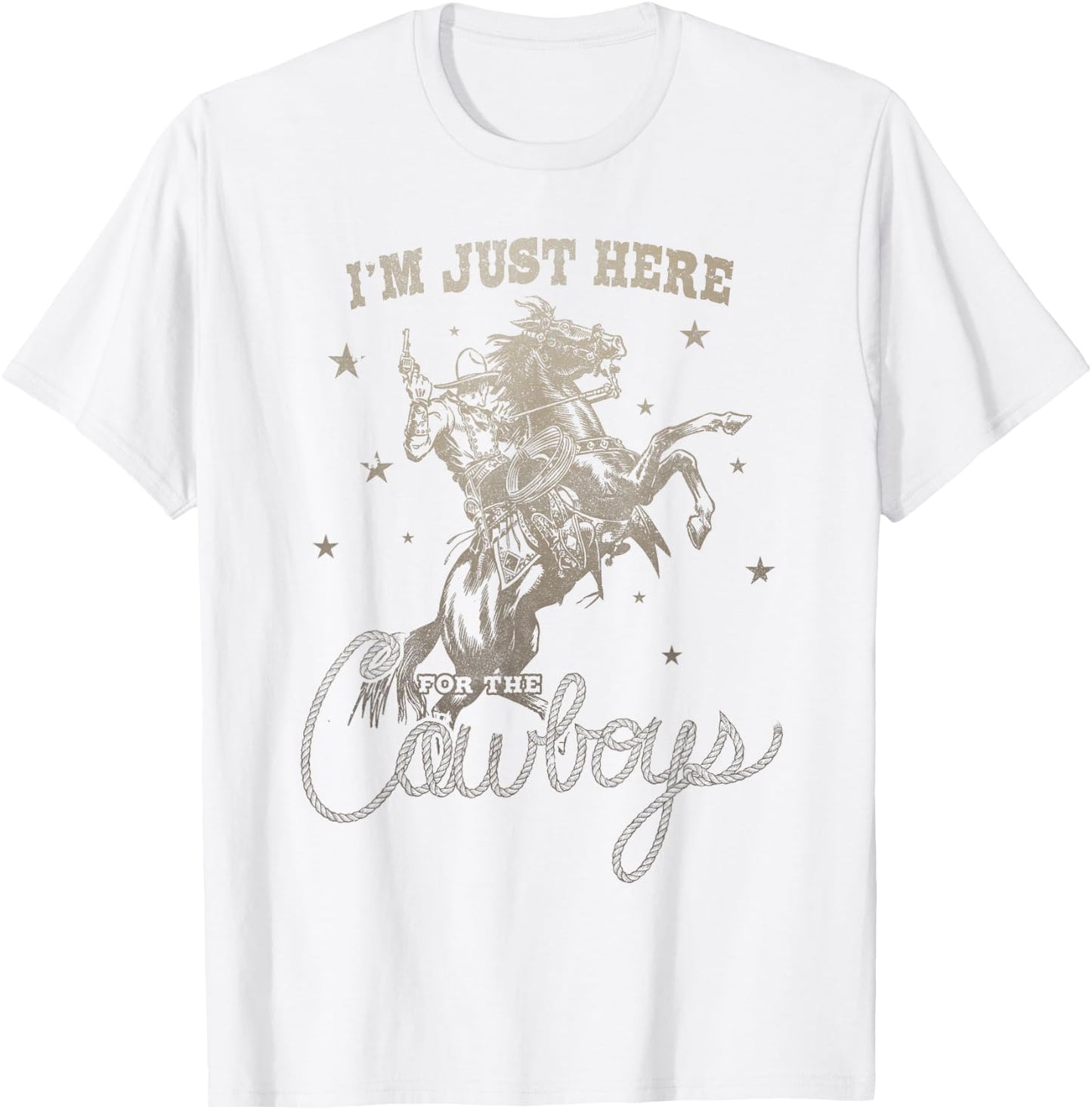 I'm Just Here For The Cowboys vintage Western Horse T-Shirt - T-Shirt | White