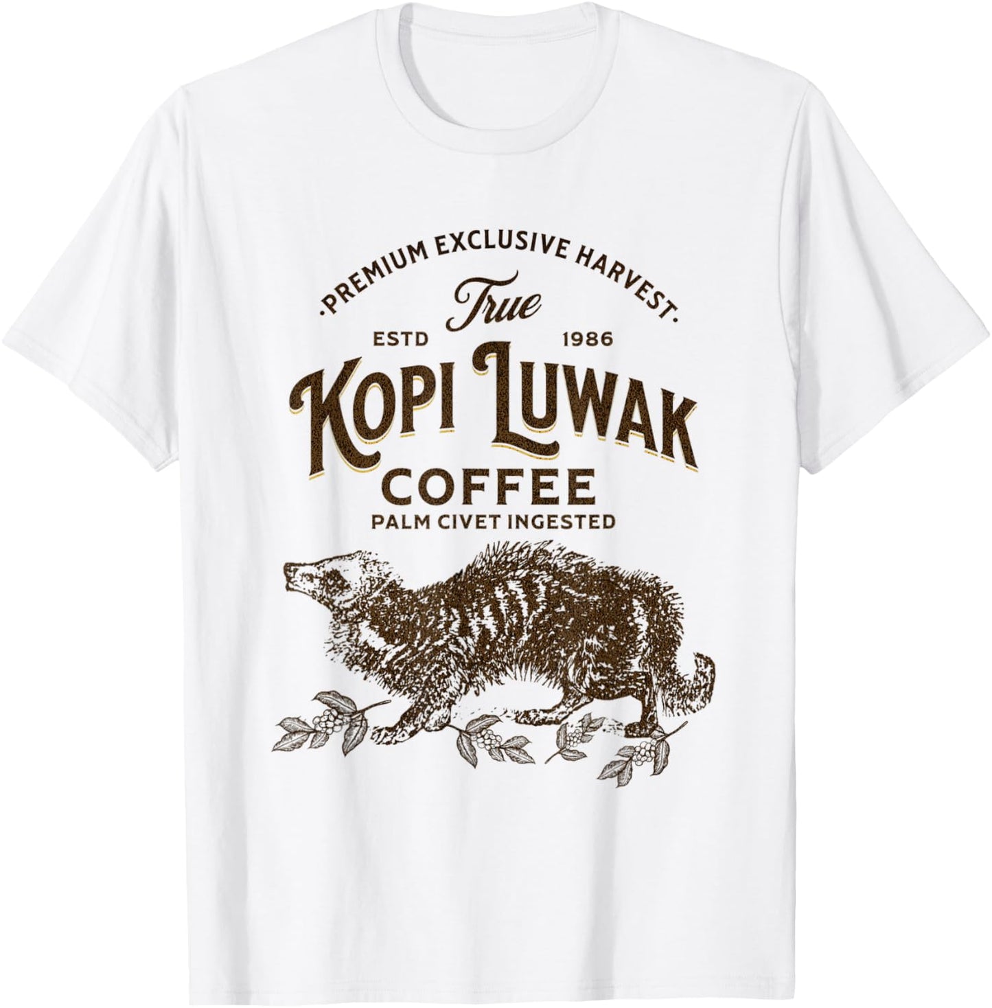 True Kopi Luwak Civet Coffee Expensive Coffee Lover T-Shirt - T-Shirt | White