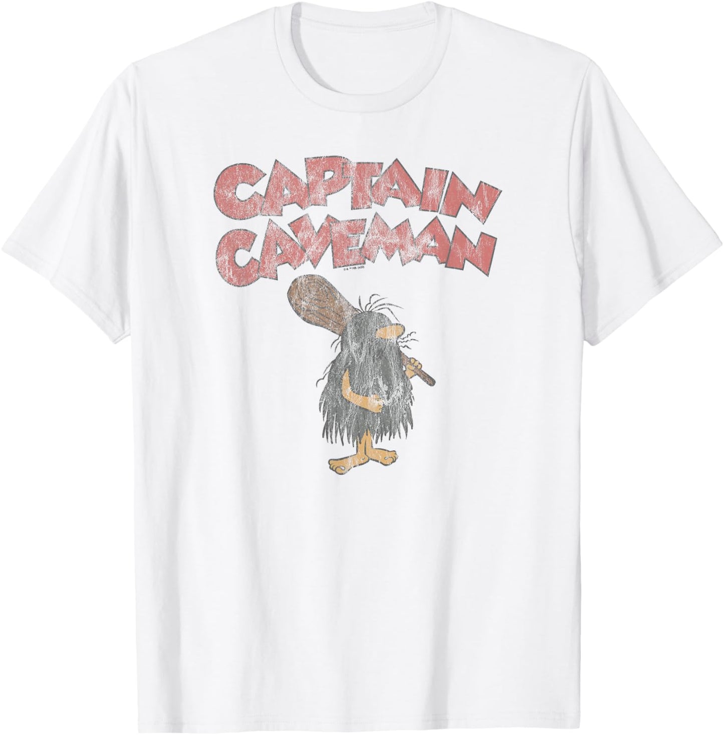 Wacky Races Captain Caveman on Grey T-Shirt - T-Shirt | White