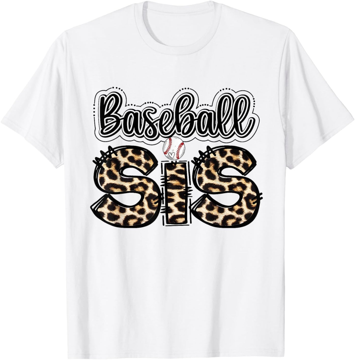 Vintage Sport Lover Sister Mothers Day Leopard Baseball Sis T-Shirt - T-Shirt | White
