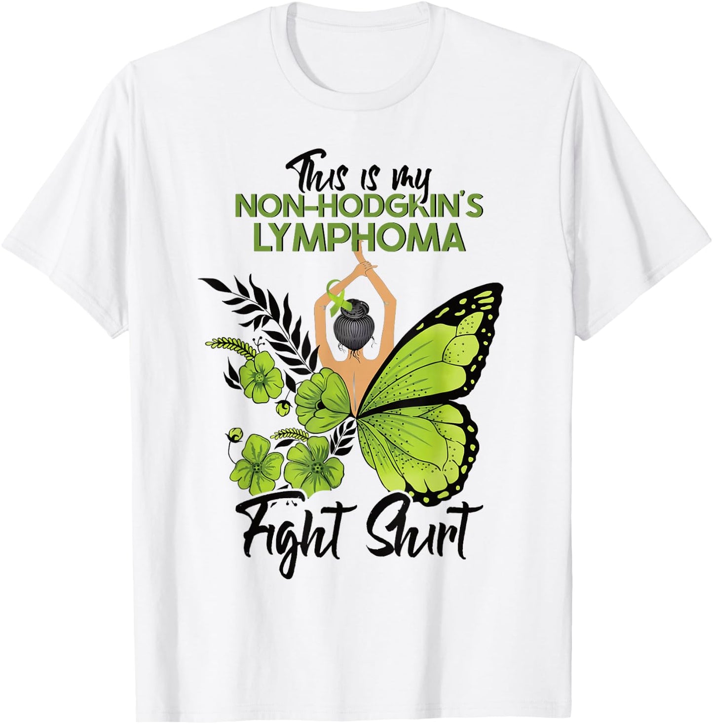 Non-Hodgkins Lymphoma Cancer Awareness Green Ribbon T-Shirt - T-Shirt | White