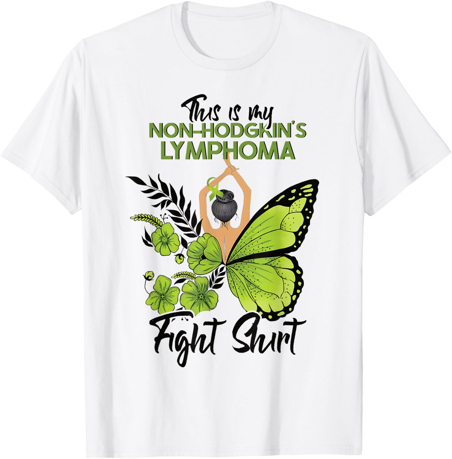 Non-Hodgkins Lymphoma Cancer Awareness Green Ribbon T-Shirt - T-Shirt | White