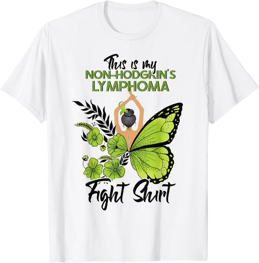 Non-Hodgkins Lymphoma Cancer Awareness Green Ribbon T-Shirt - T-Shirt | White