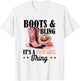 Rodeo Western Country Southern Cowgirl hat - Boots & Bling T-Shirt - T-Shirt | White