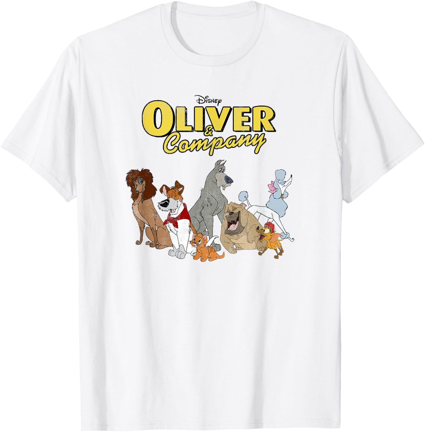 Disney Oliver & Company Group Shot Dog Gang Logo T-Shirt - T-Shirt | White