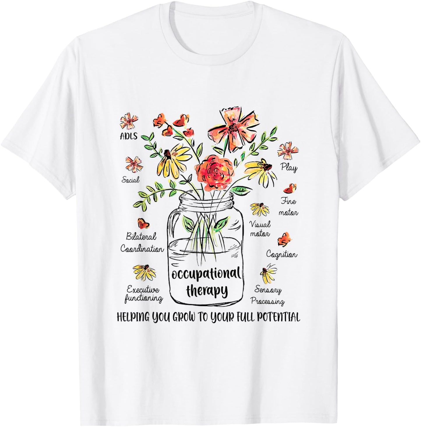 Retro Floral OT Occupational Therapist OT therapy women T-Shirt - T-Shirt | White