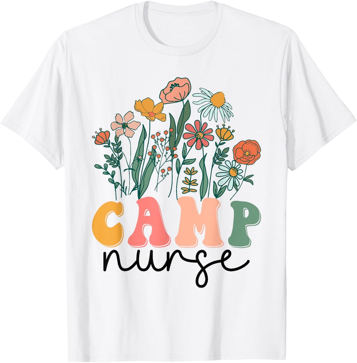 Groovy Wildflower Camp Nurse T-Shirt - T-Shirt | White
