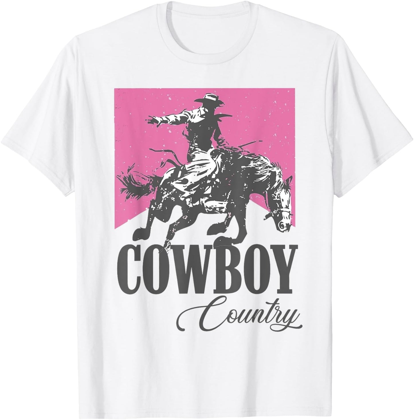 Funny Cowboys Riding Horses Retro Pink Style Western Country T-Shirt - T-Shirt | White