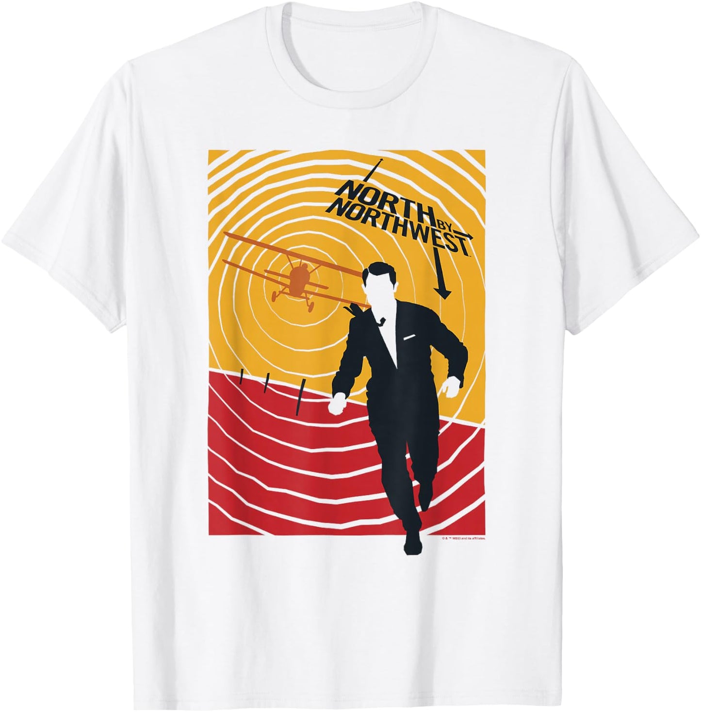 WB100 North by Northwest Vintage Retro Radar Movie Poster T-Shirt - T-Shirt | White