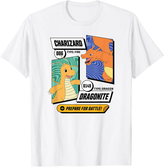 Pokémon - Dragonite Charizard Prepare For Battle T-Shirt - T-Shirt | White