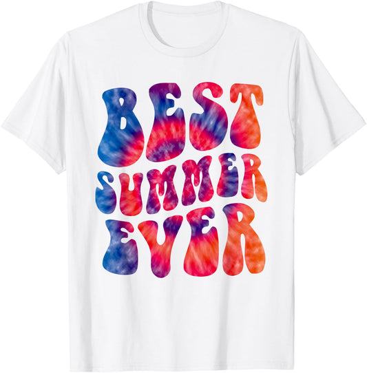 Retro BEST SUMMER EVER Camp Crew Vibes Kids Campfire Sunny T-Shirt - T-Shirt | White