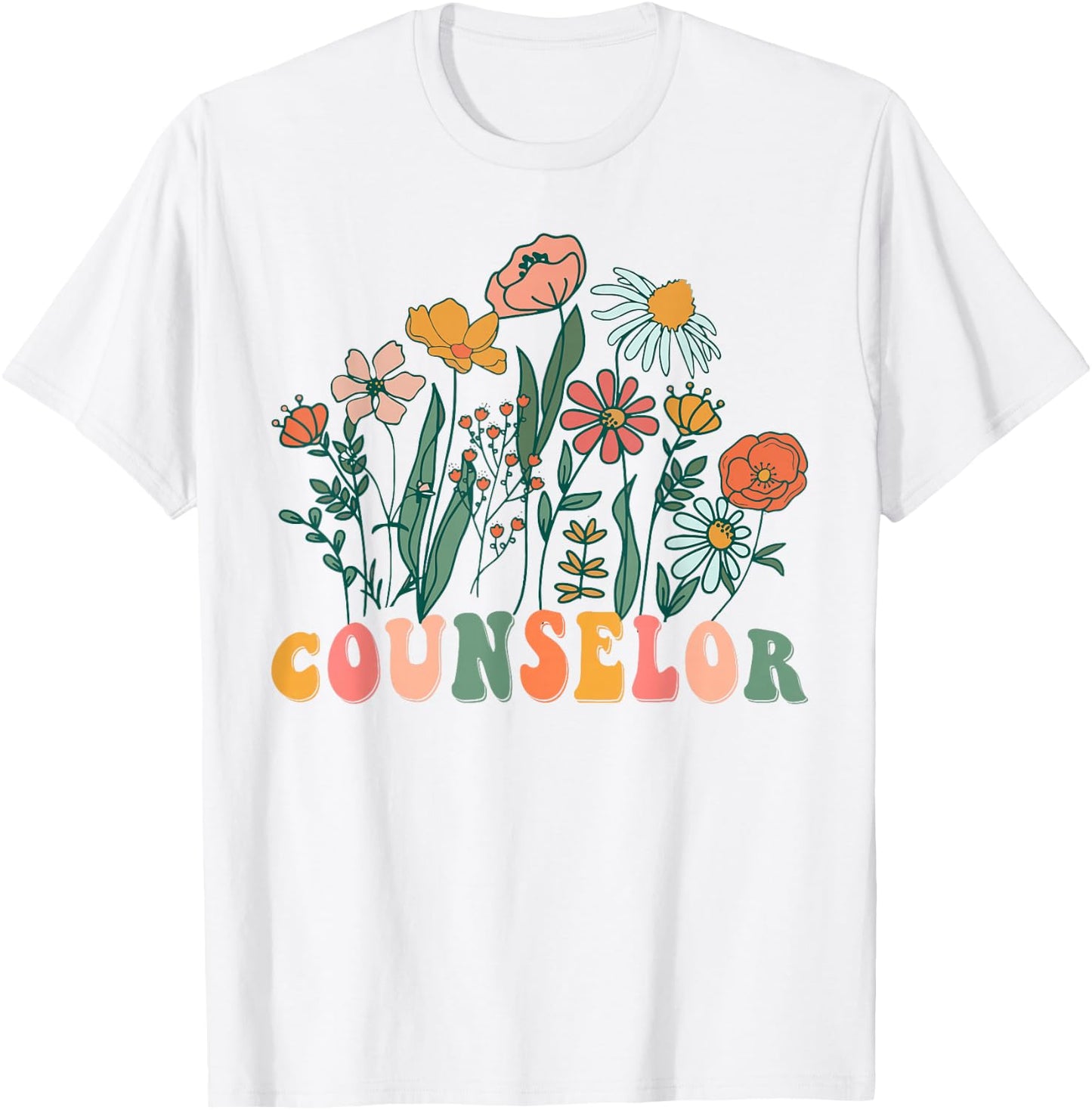 Groovy Wildflower Counselor T-Shirt - T-Shirt | White