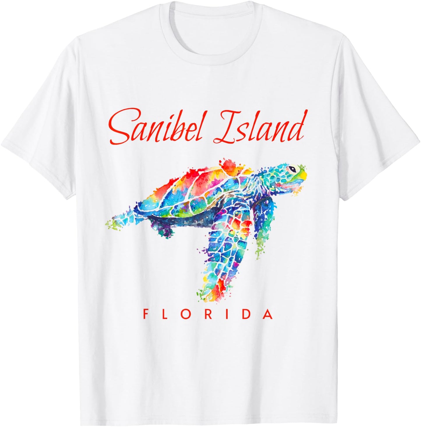 Sanibel Island Florida Watercolor Sea Turtle T-Shirt - T-Shirt | White