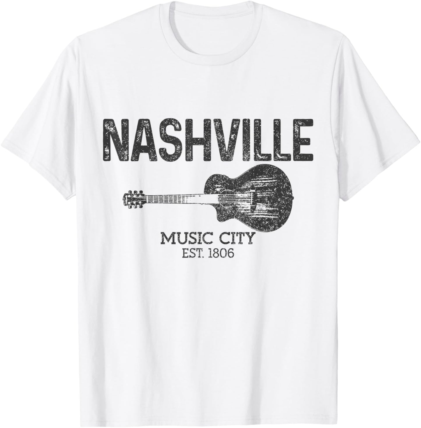 Nashville Est 1806 Guitar Vintage Country Music City T-Shirt - T-Shirt | White
