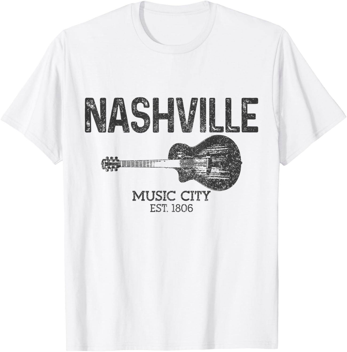 Nashville Est 1806 Guitar Vintage Country Music City T-Shirt - T-Shirt | White