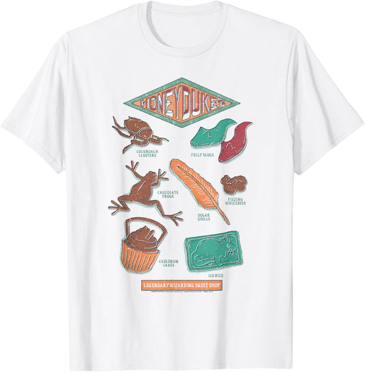 Harry Potter Honey Dukes Products Sweet Shop Vintage T-Shirt - T-Shirt | White