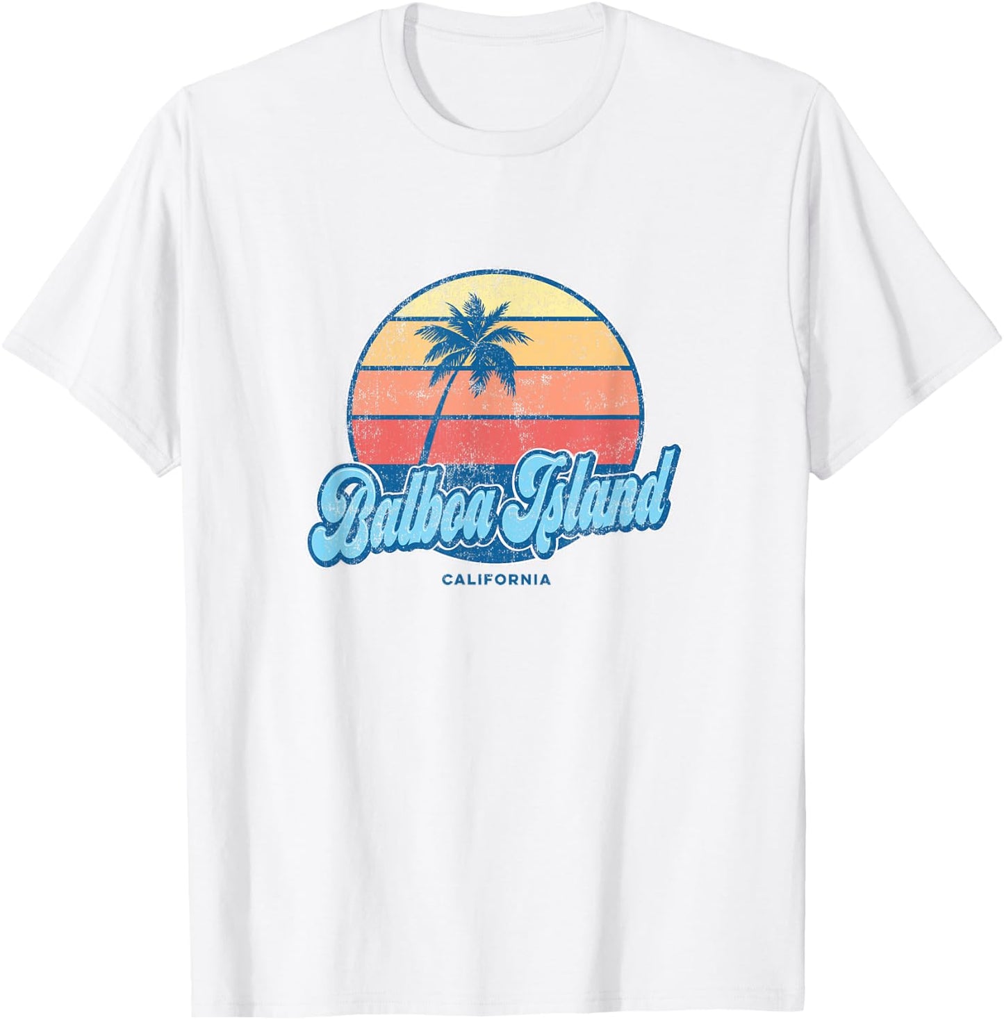 Vintage Balboa Island California CA Classic 70s Retro Surfer T-Shirt - T-Shirt | White