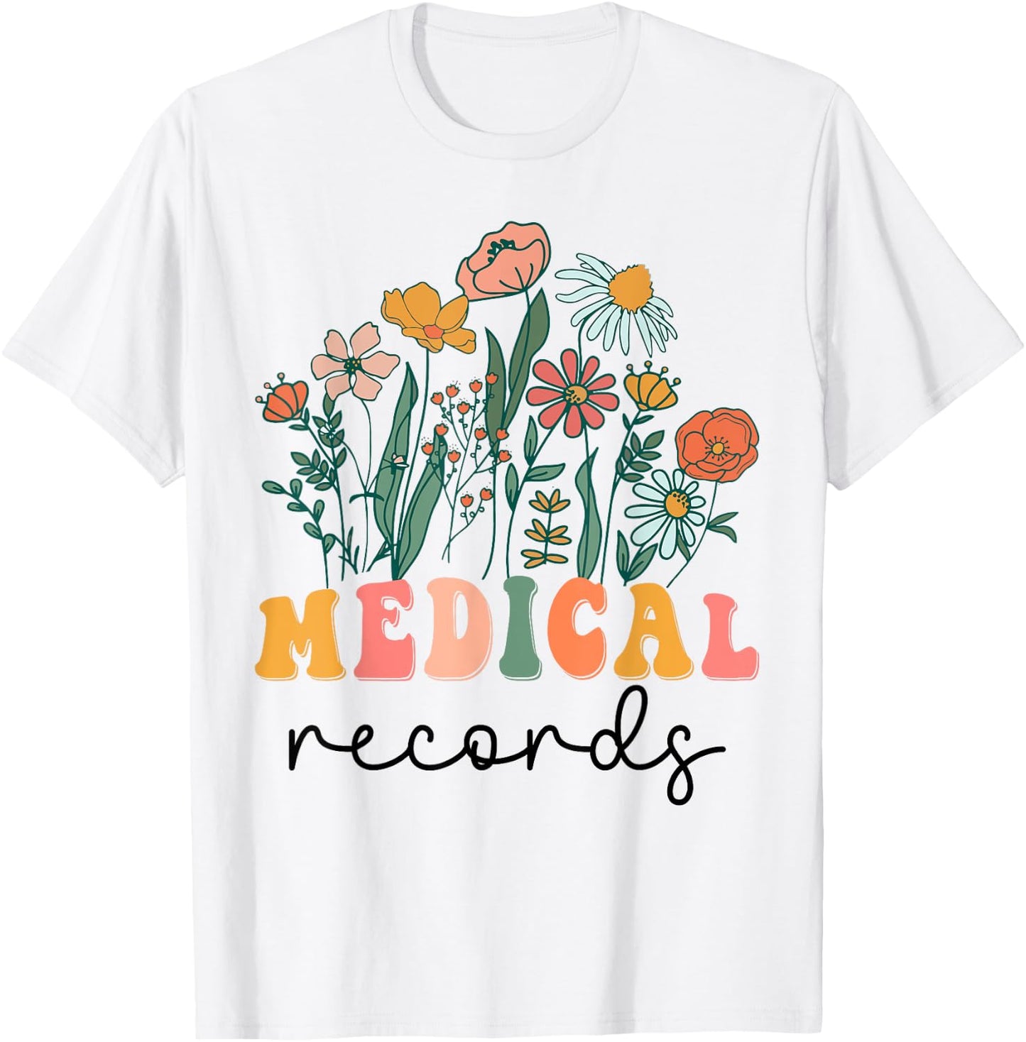 Groovy Wildflower Medical Records T-Shirt - T-Shirt | White