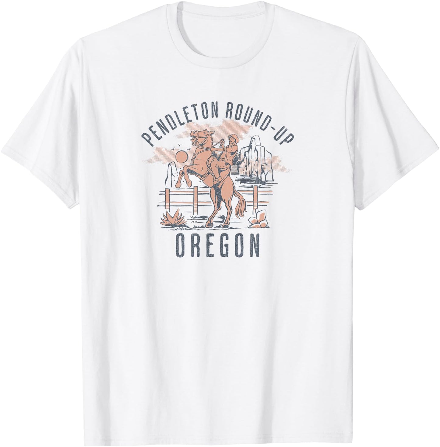 Pendleton Round-Up Oregon Rodeo Cowboy and Horse T-Shirt - T-Shirt | White