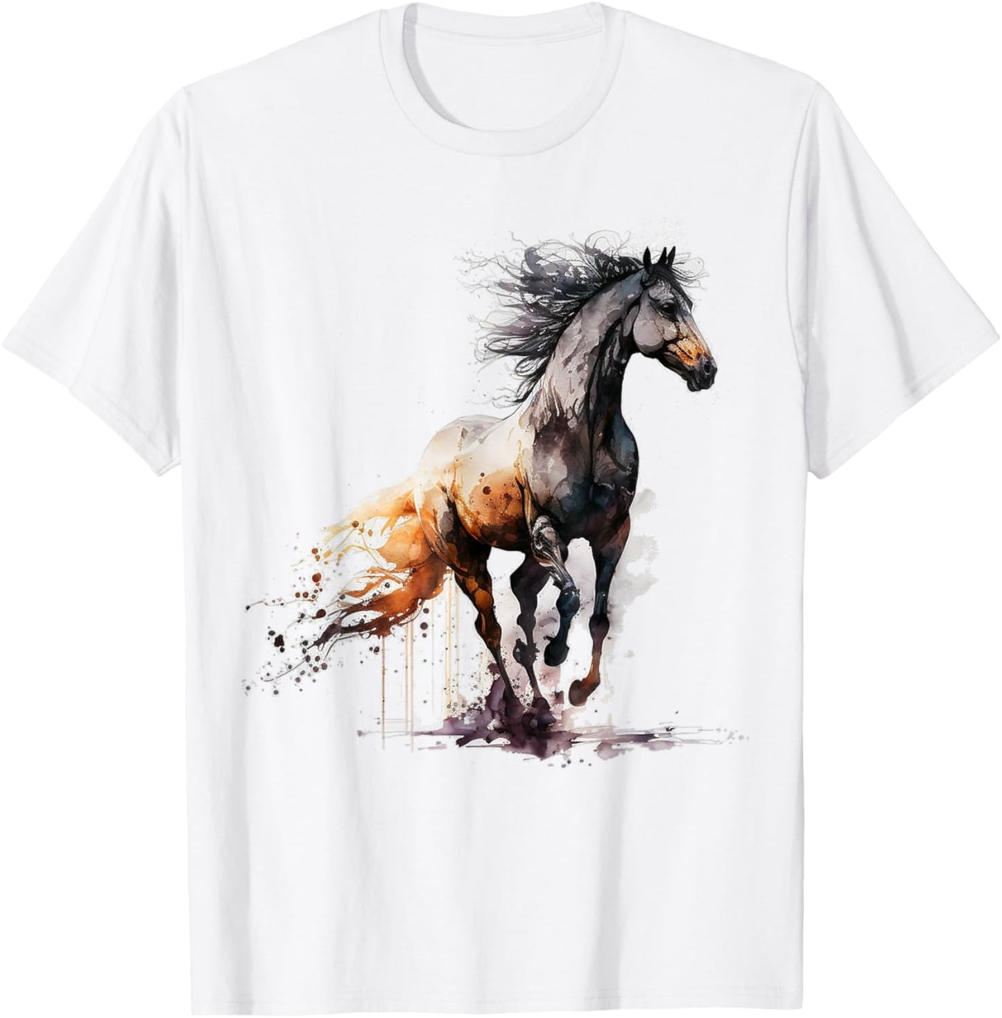 Horse art animal print horse motif horse T-Shirt - T-Shirt | White