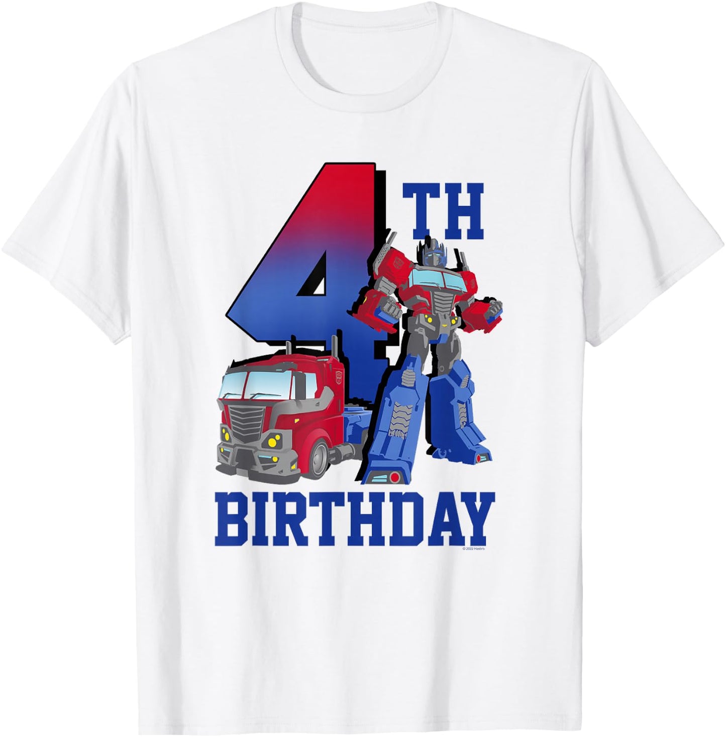 Transformers Optimus Prime 4th Birthday Gradient Fill Poster T-Shirt - T-Shirt | White