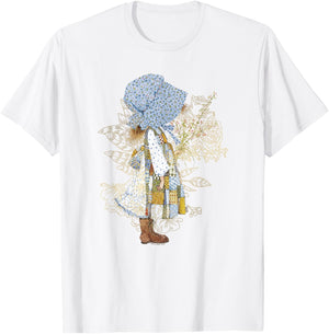 Holly Hobbie County Girl Holding Flowers Sweet Vintage T-Shirt - T-Shirt | White