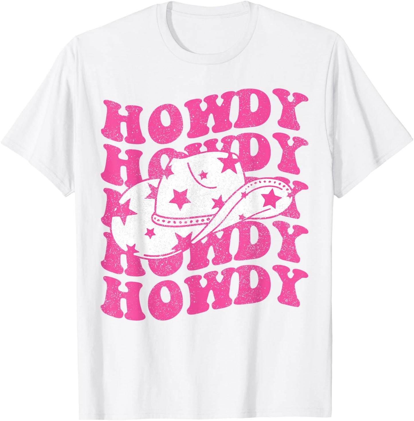 Howdy Southern Western Girl Country Rodeo Pink Cowgirl Retro T-Shirt - T-Shirt | White