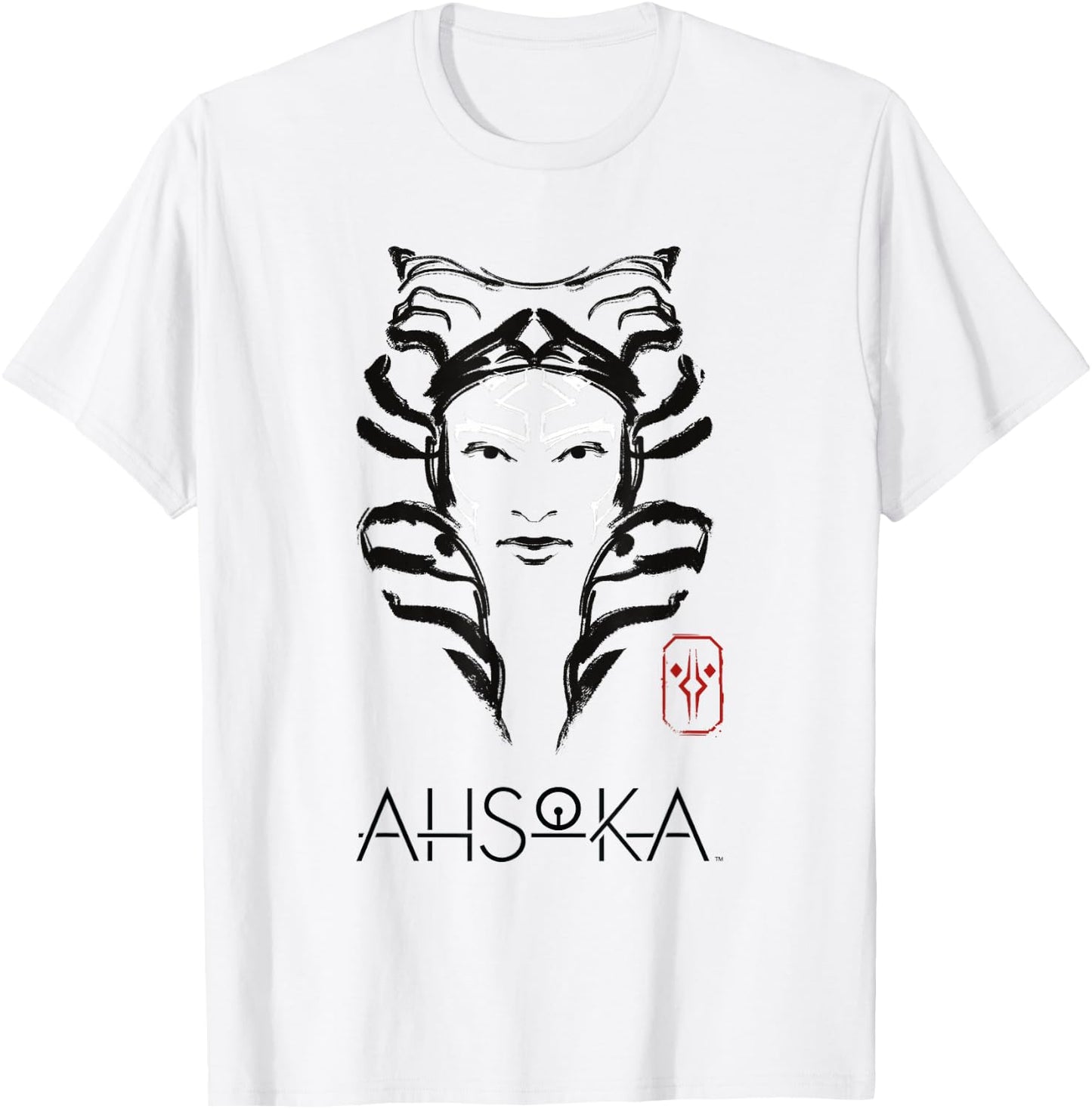 Star Wars: Ahsoka Minimalist Face Portrait T-Shirt - T-Shirt | White
