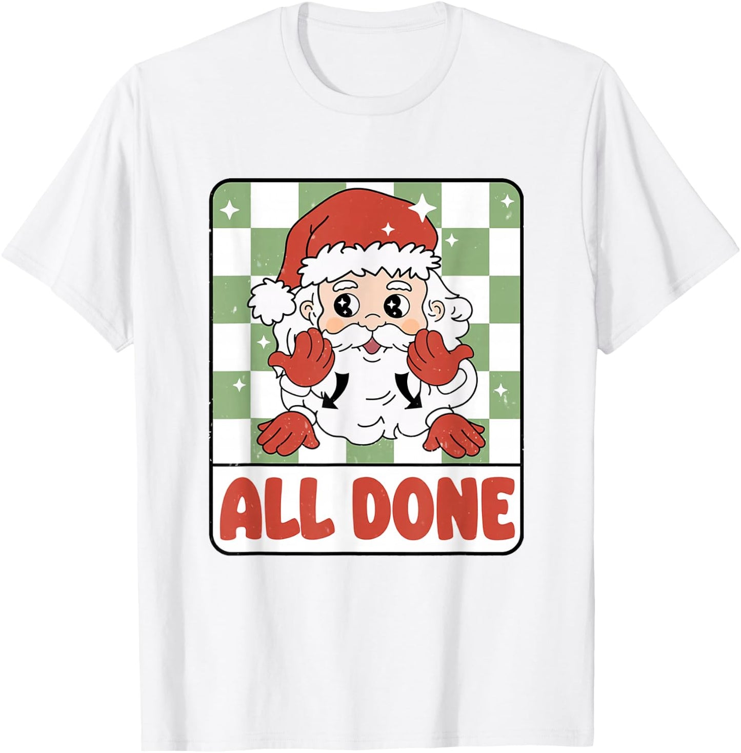 Retro Speech Therapy Christmas SLP All Done Sign Language T-Shirt - T-Shirt | White