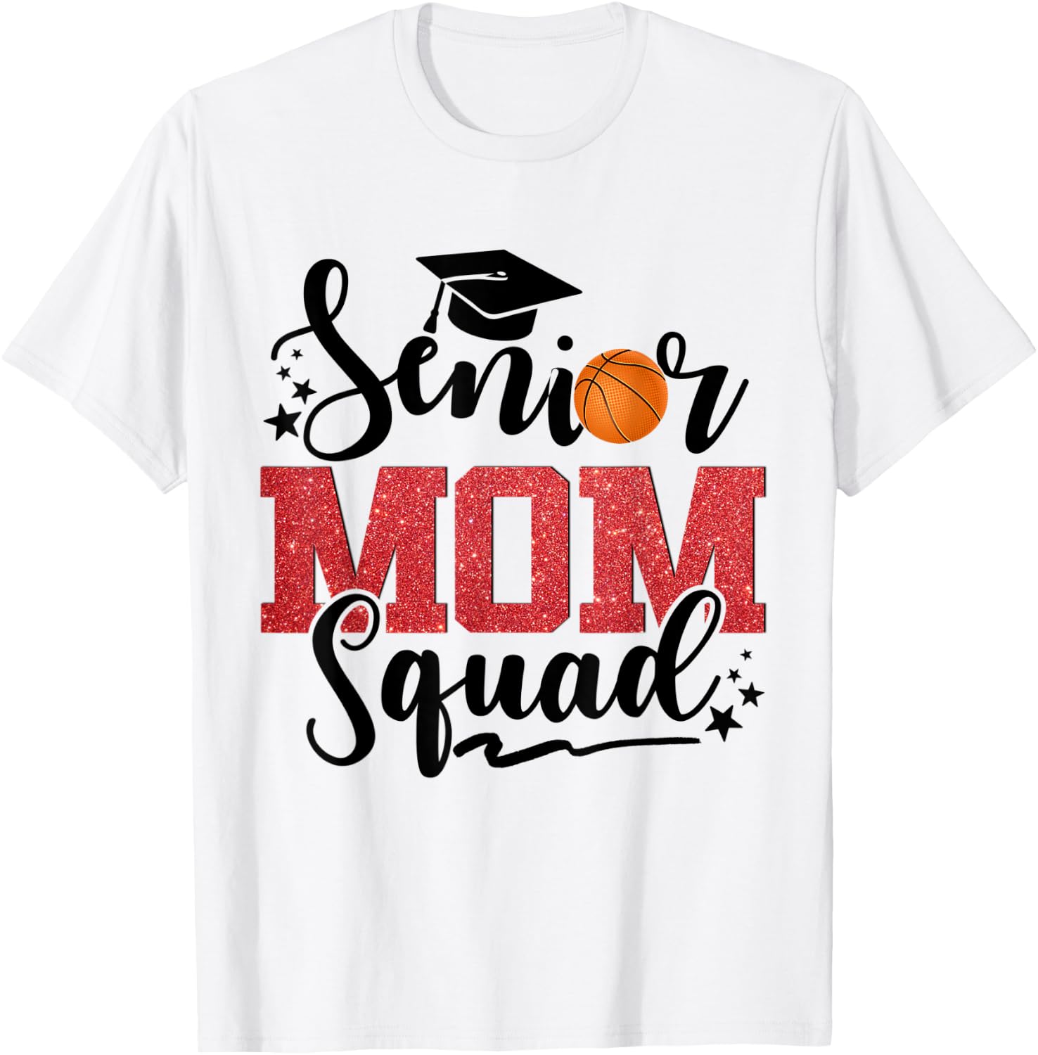 Senior Mom Squad Basketball T-Shirt - T-Shirt | White