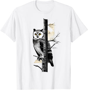 Owl Artwork - Night Bird Animal Owl T-Shirt - T-Shirt | White